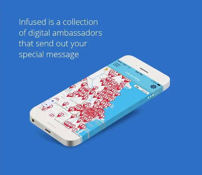 Screenshot of Infused location-based arts app interface.